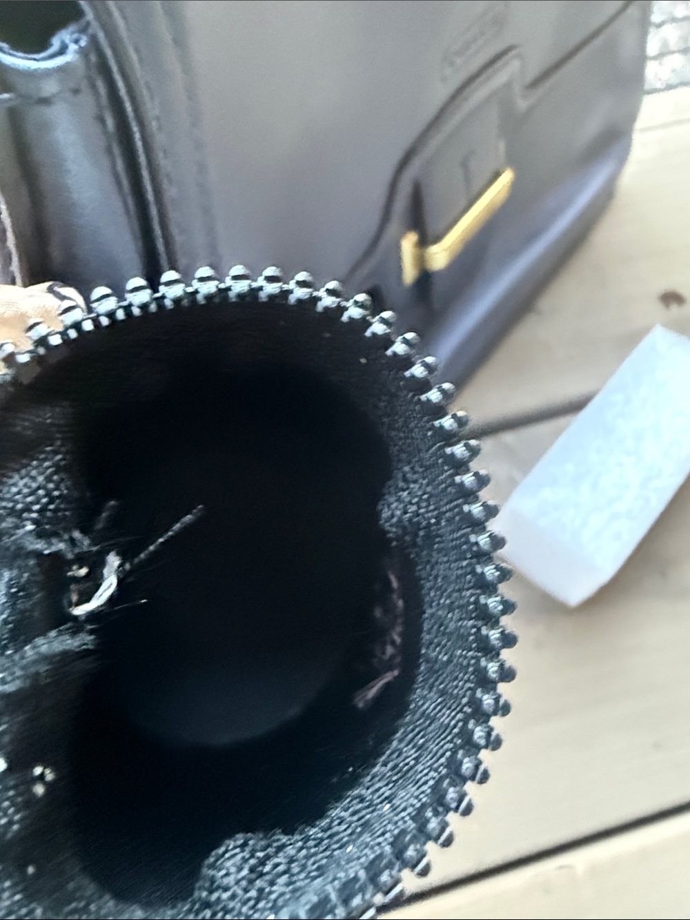 Vogue Ivory and Black Monogram Cylinder Keychain Pouch - Picture 4 of 7